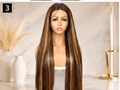 SYN013, 26 Inches Brown highlighted straight wig HM4/27