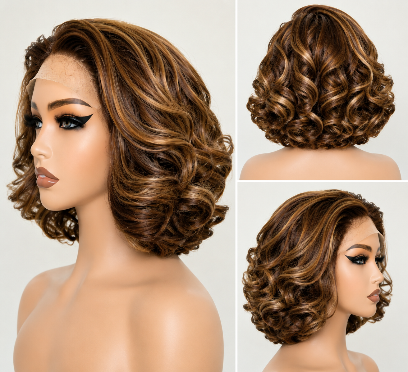 HH018, P4/27/30 Curly Bob Wig – 12 Inches | 100% Human Hair