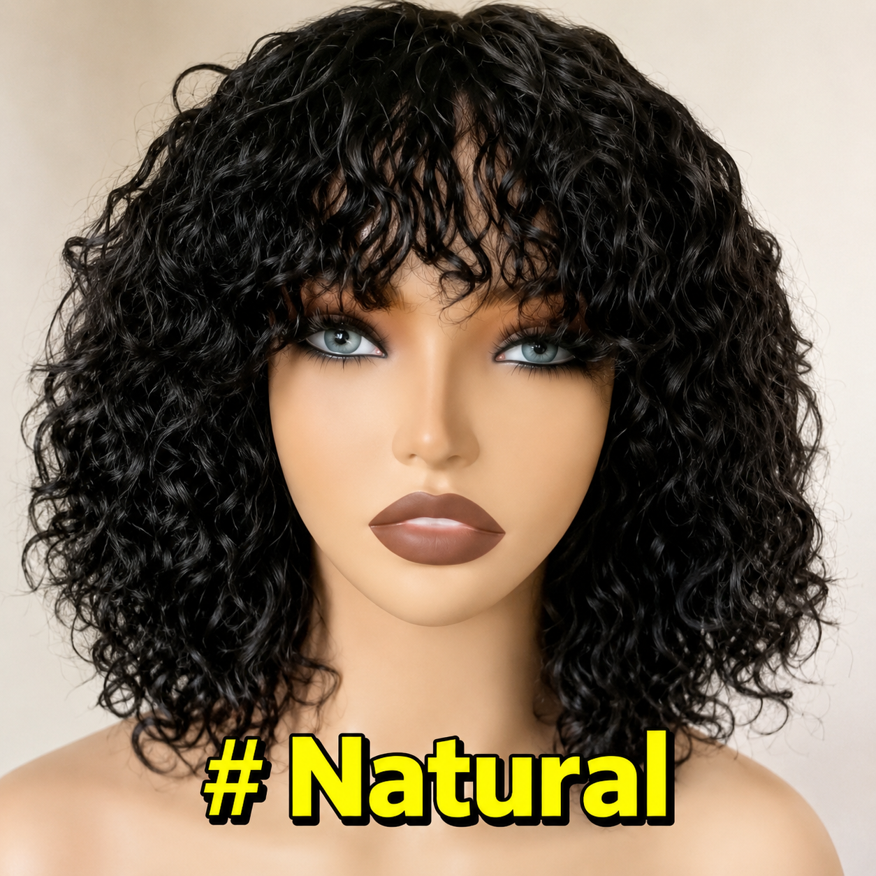 HH033, Natural Color Curly Bob Wig – 12 Inches | 100% Human Hair