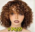 HH035, P4/27 Curly Bob Wig – 12 Inches | 100% Human Hair | Glueless
