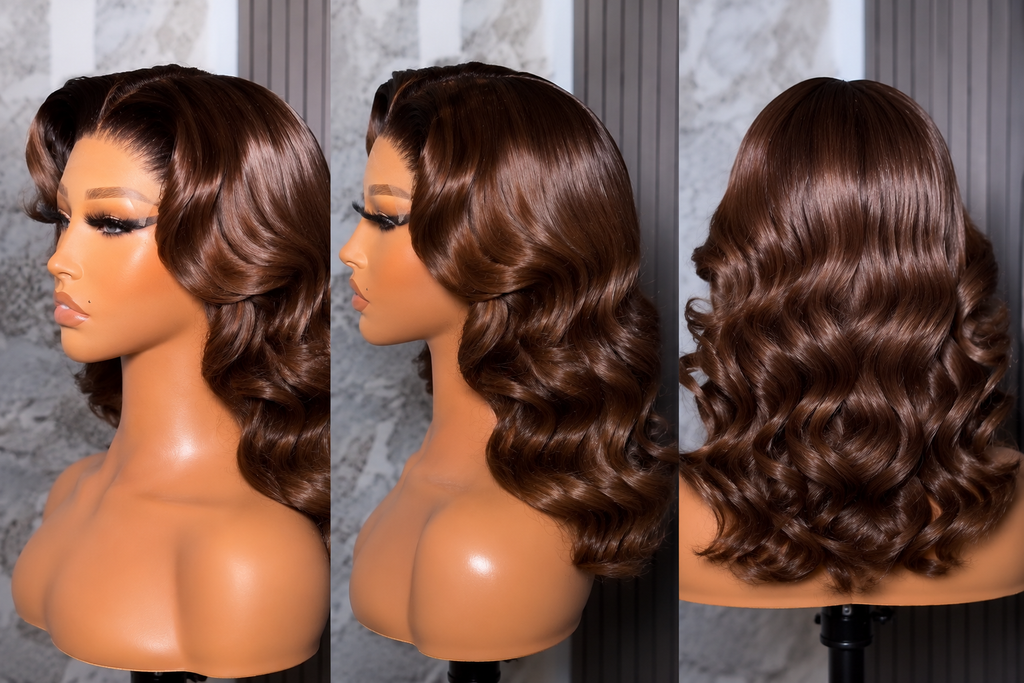 HH017, T1B/4 Body Wave Human Hair Wig – 12 Inches