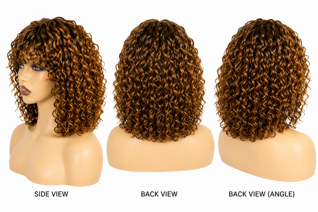 HH037, P4/350/27 Curly Bob Wig – 12 Inches | Glueless | 100% Human Hair