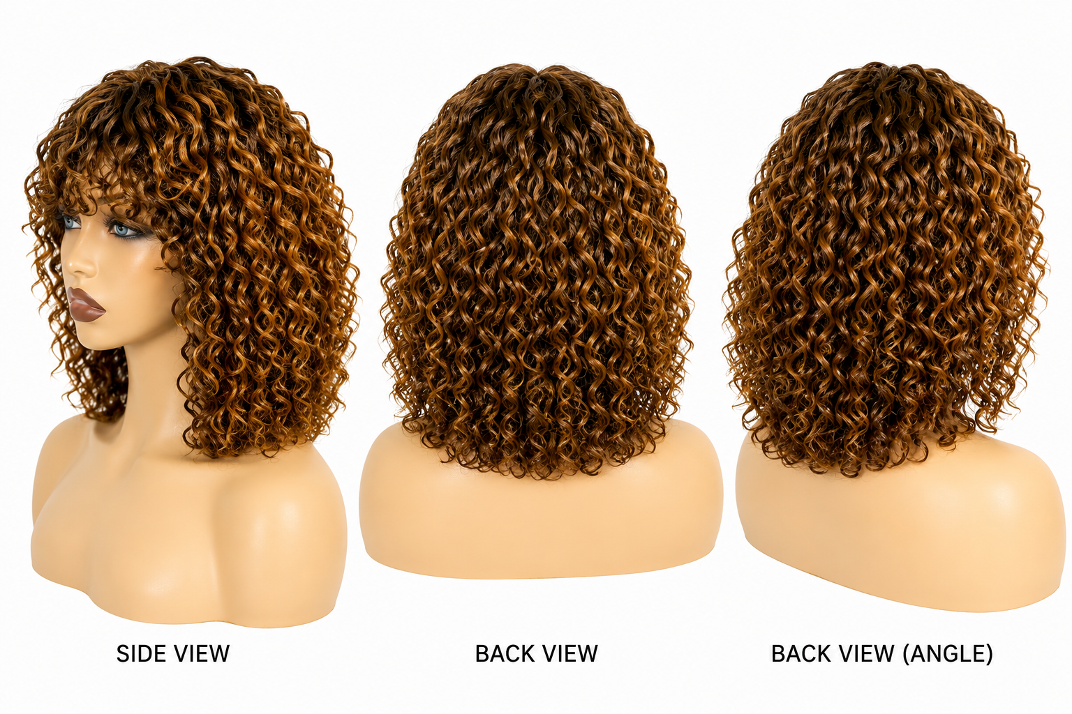 HH037, P4/350/27 Curly Bob Wig – 12 Inches | Glueless | 100% Human Hair
