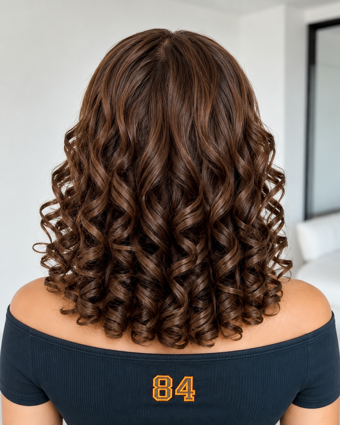 HH008, Color 4 Deep Curl Human Hair Wig – 20 Inches