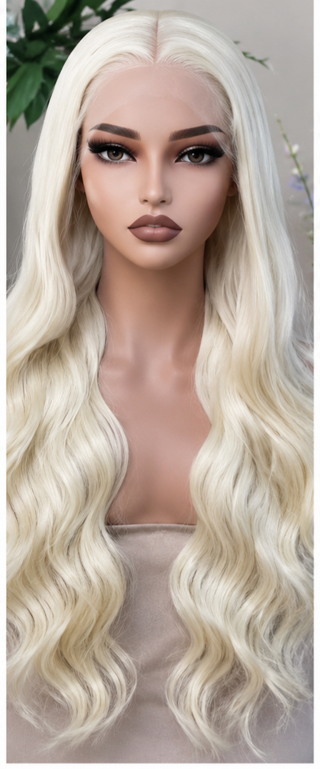 SYN008, Jemi Lace Front Wig – Platinum