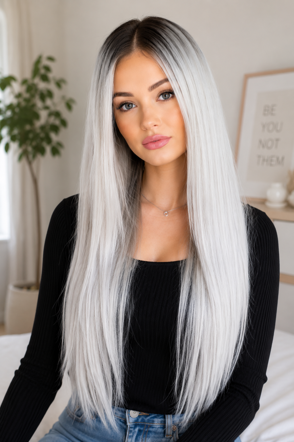 SYN001, Long silky straight frontal lace wig - DR3774