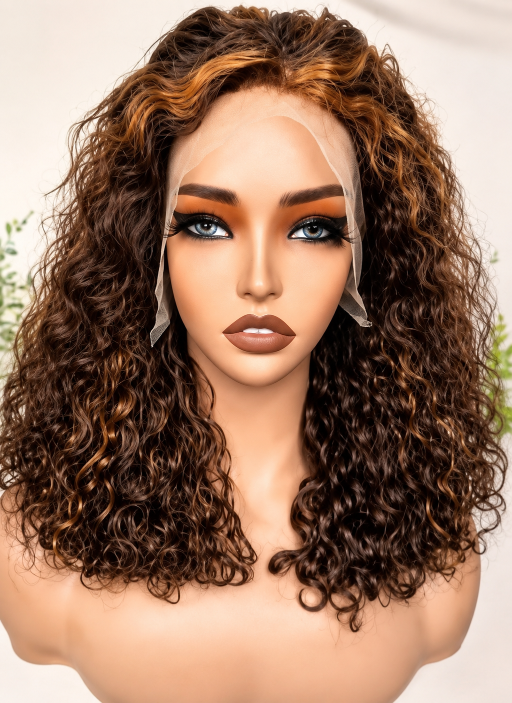 HH003, P4/27 Highlight Curly Lace Front Human Hair Wig – 24 Inches