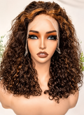 HH003, P4/27 Highlight Curly Lace Front Human Hair Wig – 24 Inches