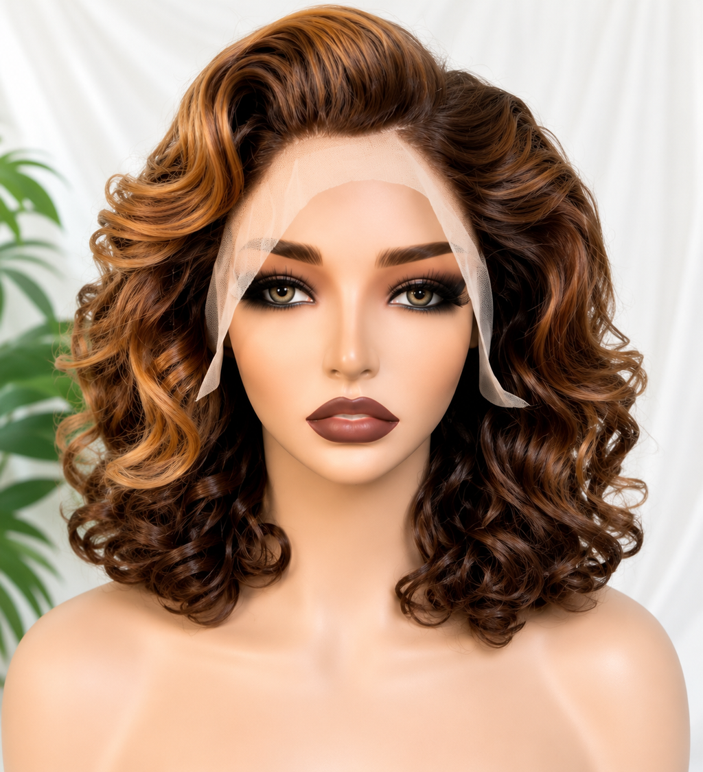 HH015, P4/27 Curly Bob Wig – 16 Inches | 100% Human Hair
