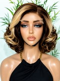 HH019, P4/27 Highlight Curly Bob Wig – 12 Inches | 100% Human Hair Glueless Wig