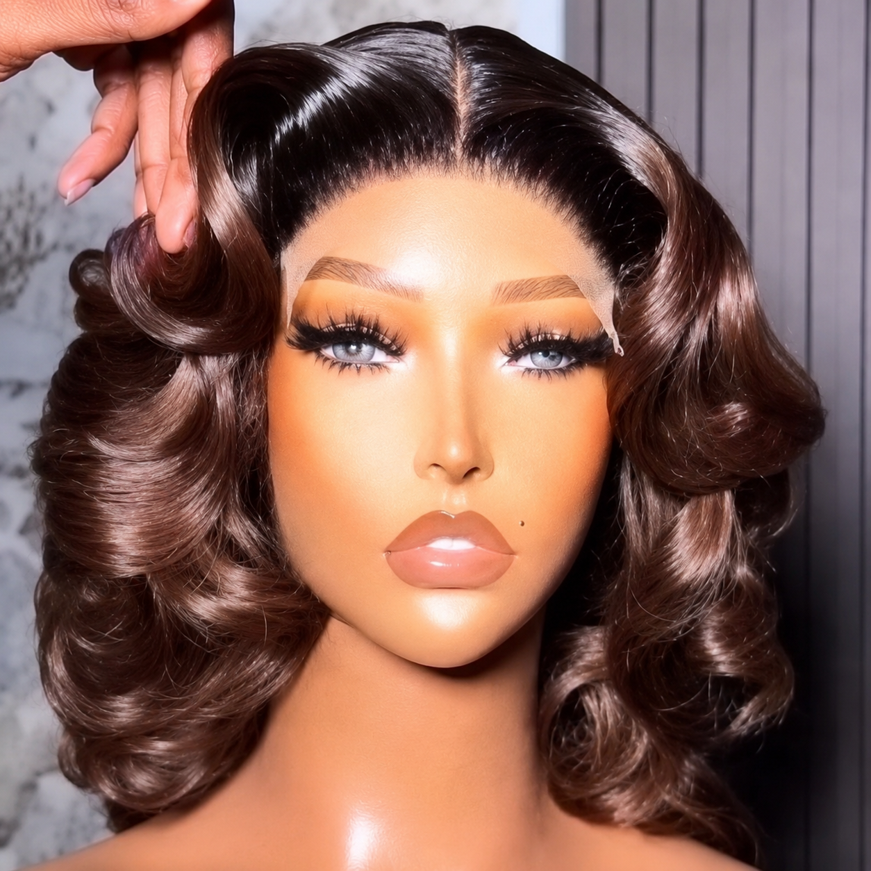 HH017, T1B/4 Body Wave Human Hair Wig – 12 Inches