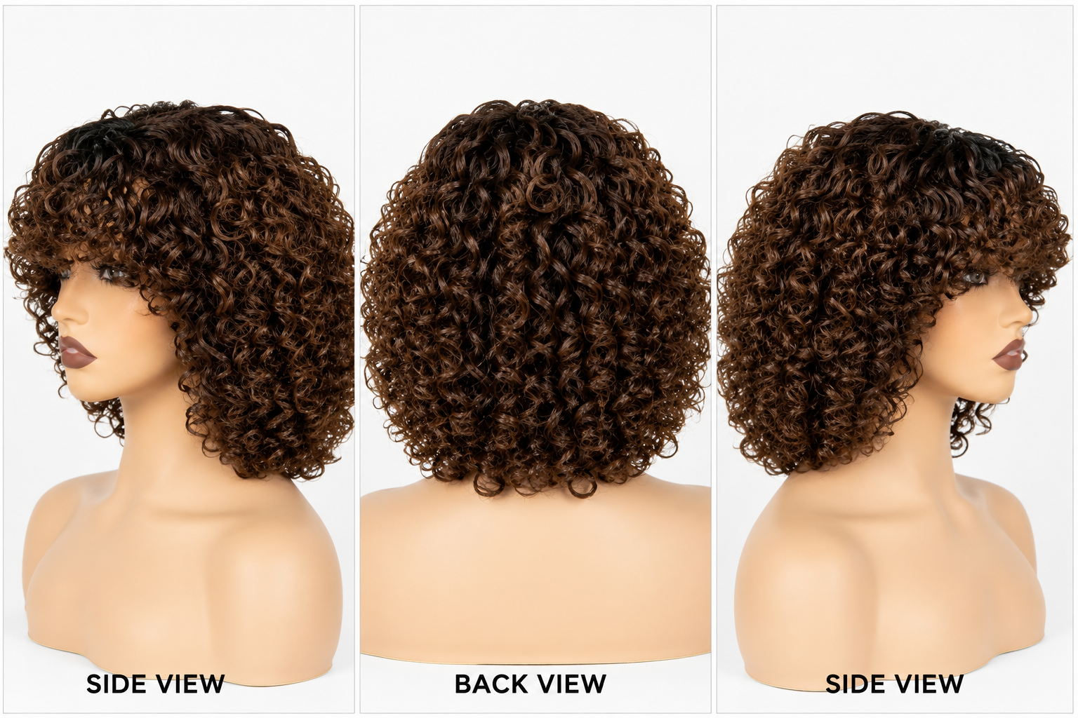 HH034, T1B/4 Curly Bob Wig – 12 Inches | 100% Human Hair