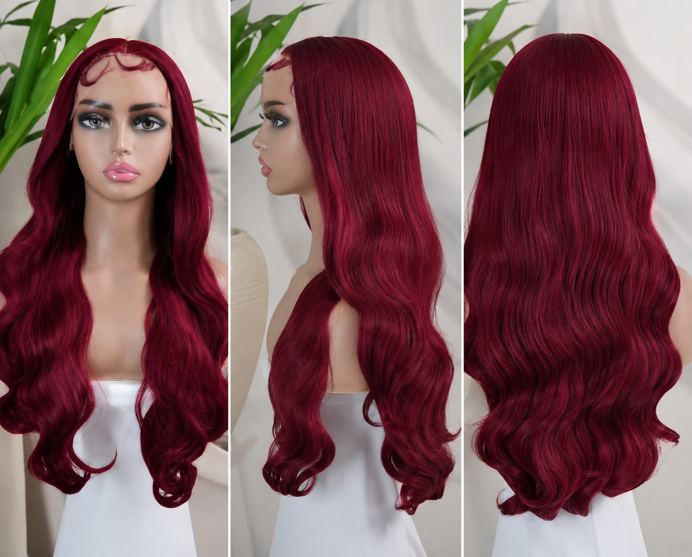 SYN004, 26 Inches BugP Wine Curly Premium Synthetic Wig