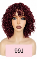 HH040, 99J Burgundy Curly Bob Wig – 12 Inches | 100% Human Hair | Glueless