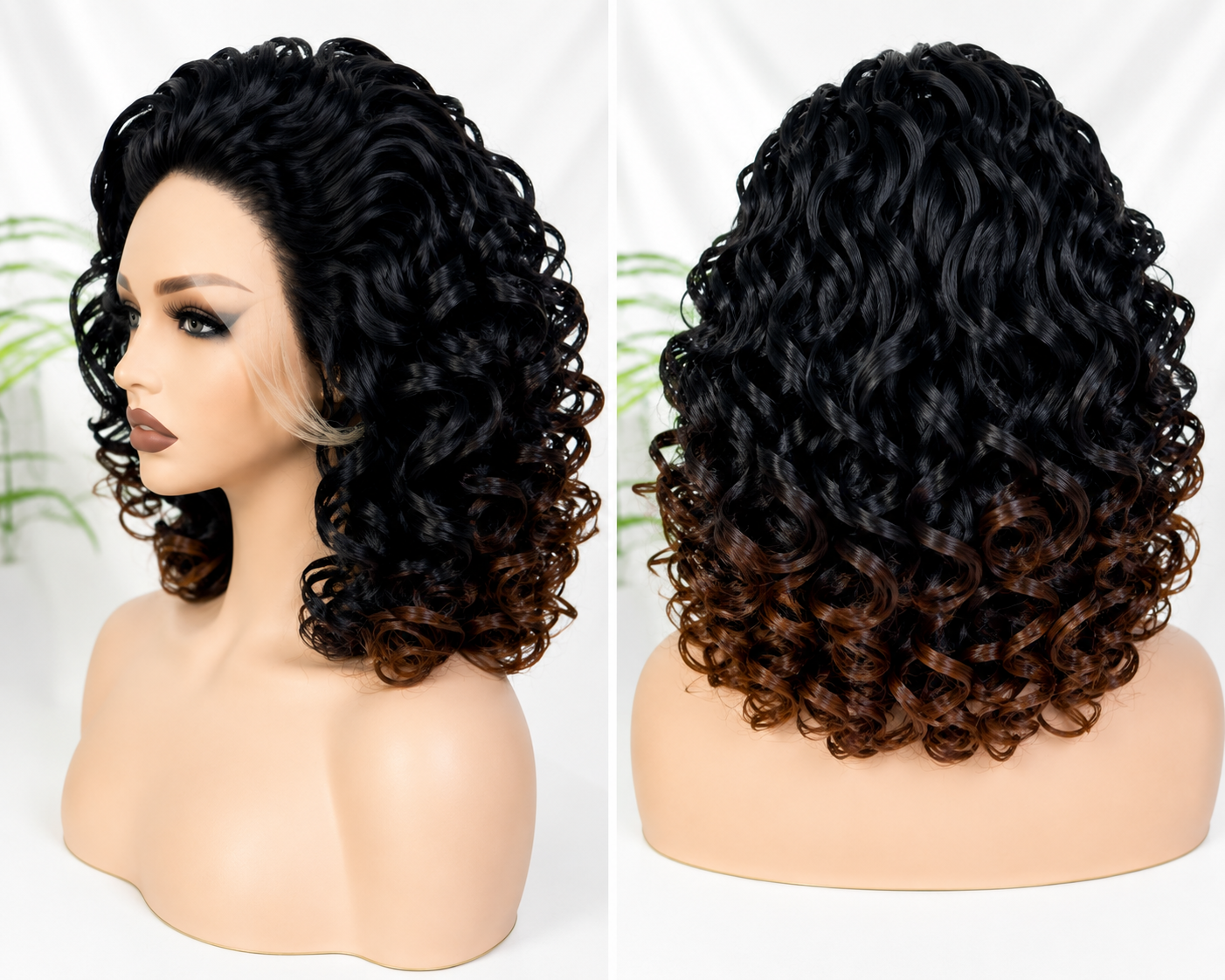 HH014, T1B/4 Curly Bob Wig – 16 Inches | 100% Human Hair