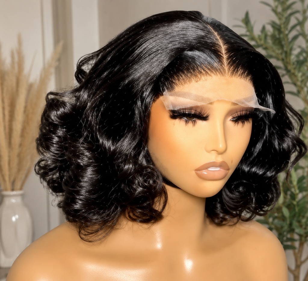 HH016, Natural Color 12-Inch Glueless Human Hair Wig
