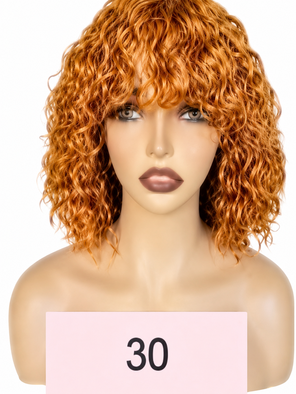 HH039, Color 30 Curly Bob Wig – 12 Inches | 100% Human Hair | Glueless