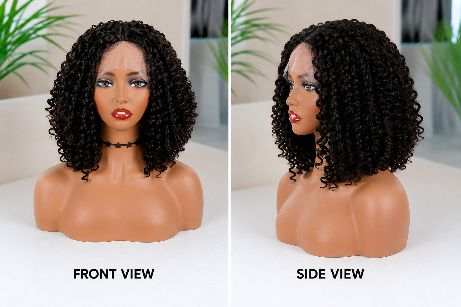 SYN021, Color 2 Curly Bob Lace Front Synthetic Wig – 16 Inches