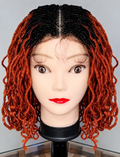 SYN019, T2/350 Curly Faux Locs Lace Front Synthetic Wig – 16 Inches