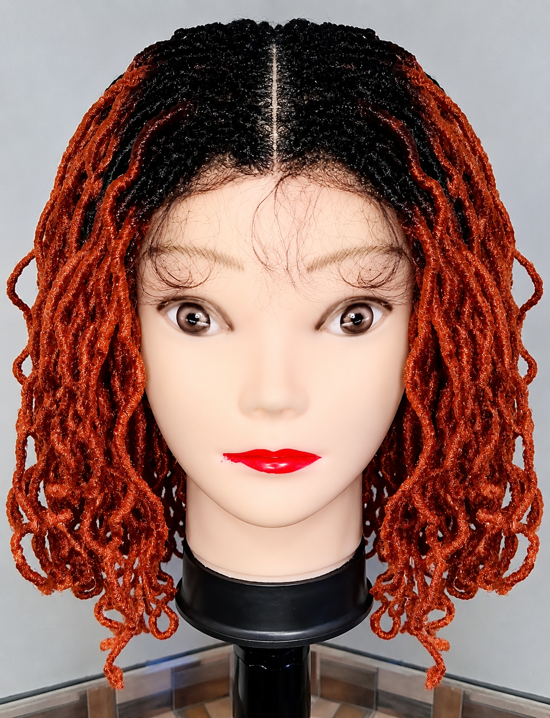 SYN019, T2/350 Curly Faux Locs Lace Front Synthetic Wig – 16 Inches