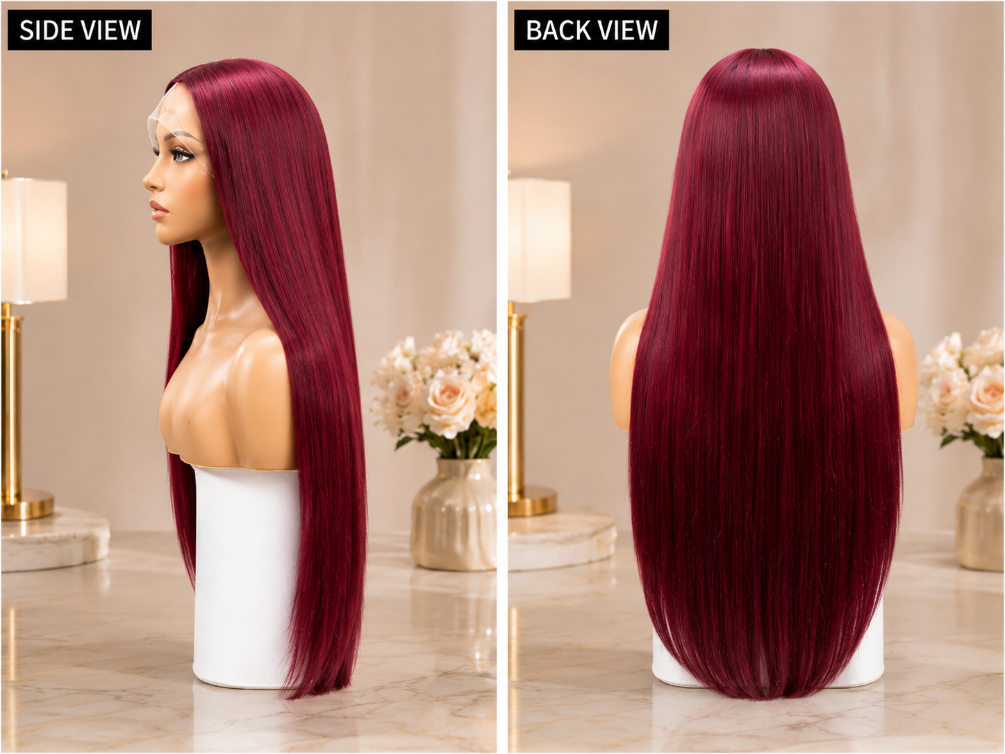 SYN005, Jemi Lace Front Wig – 99J Straight