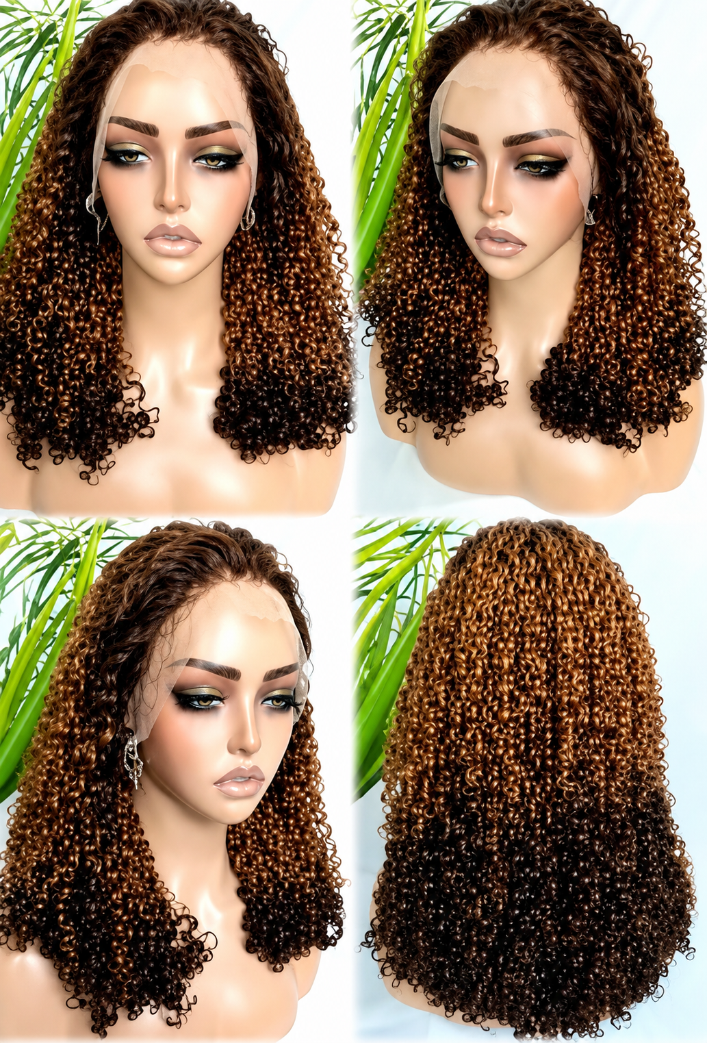 HH031, T4/30/4 Curly Human Hair Wig – 16 Inches