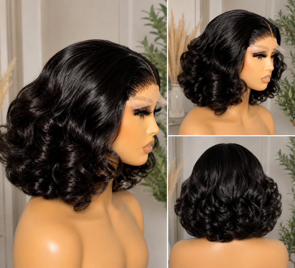HH016, Natural Color 12-Inch Glueless Human Hair Wig