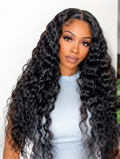 HH026, Natural Color Deep Wave, Glueless Human Hair Wig – 28 Inches