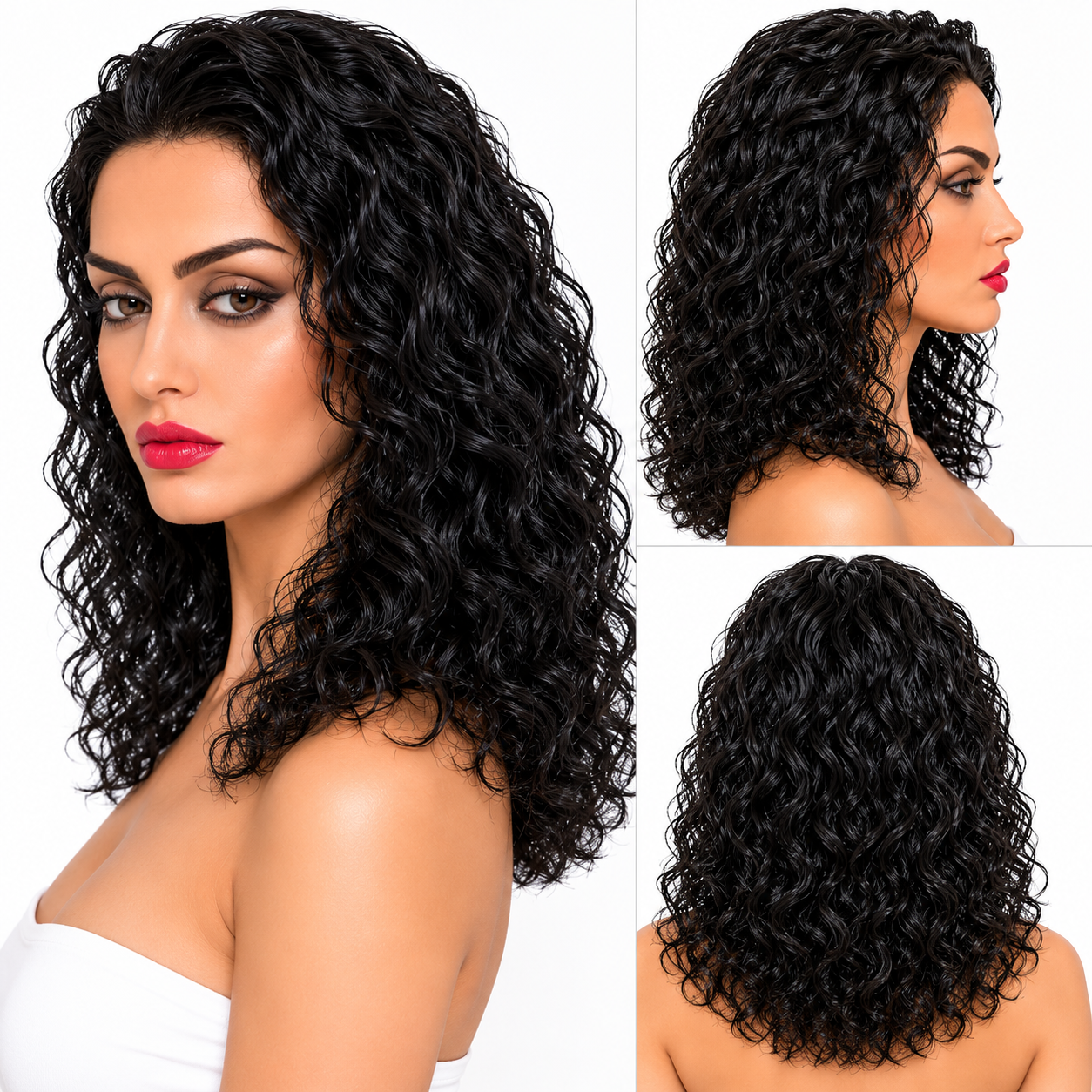 HH023, 1B 16-Inch Curly Wig – 100% Human Hair
