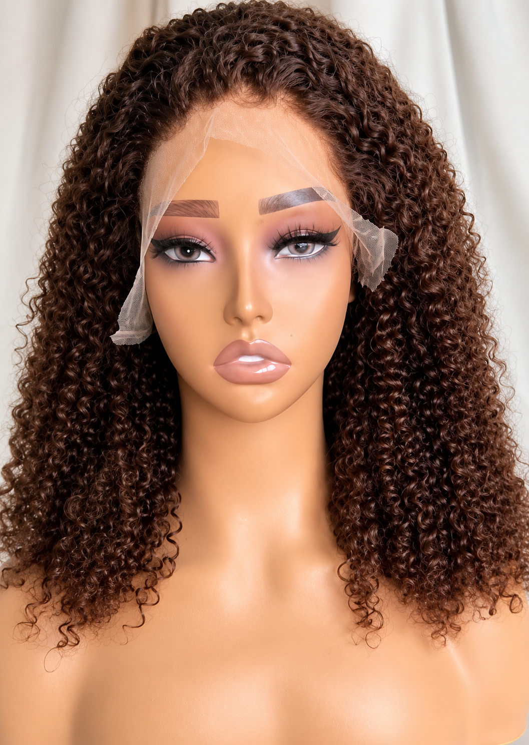 HH022, Color 4 Curly Human Hair Wig – 18 Inches