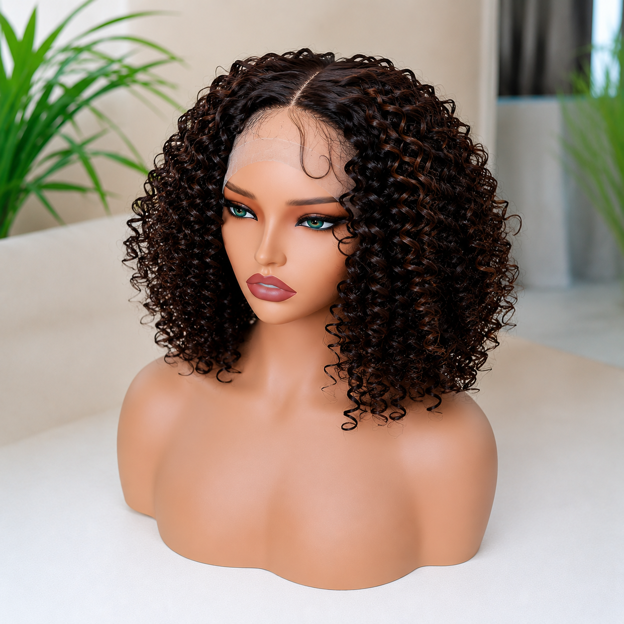 SYN024, F4/30 Curly Bob Lace Front Wig – 16 Inches
