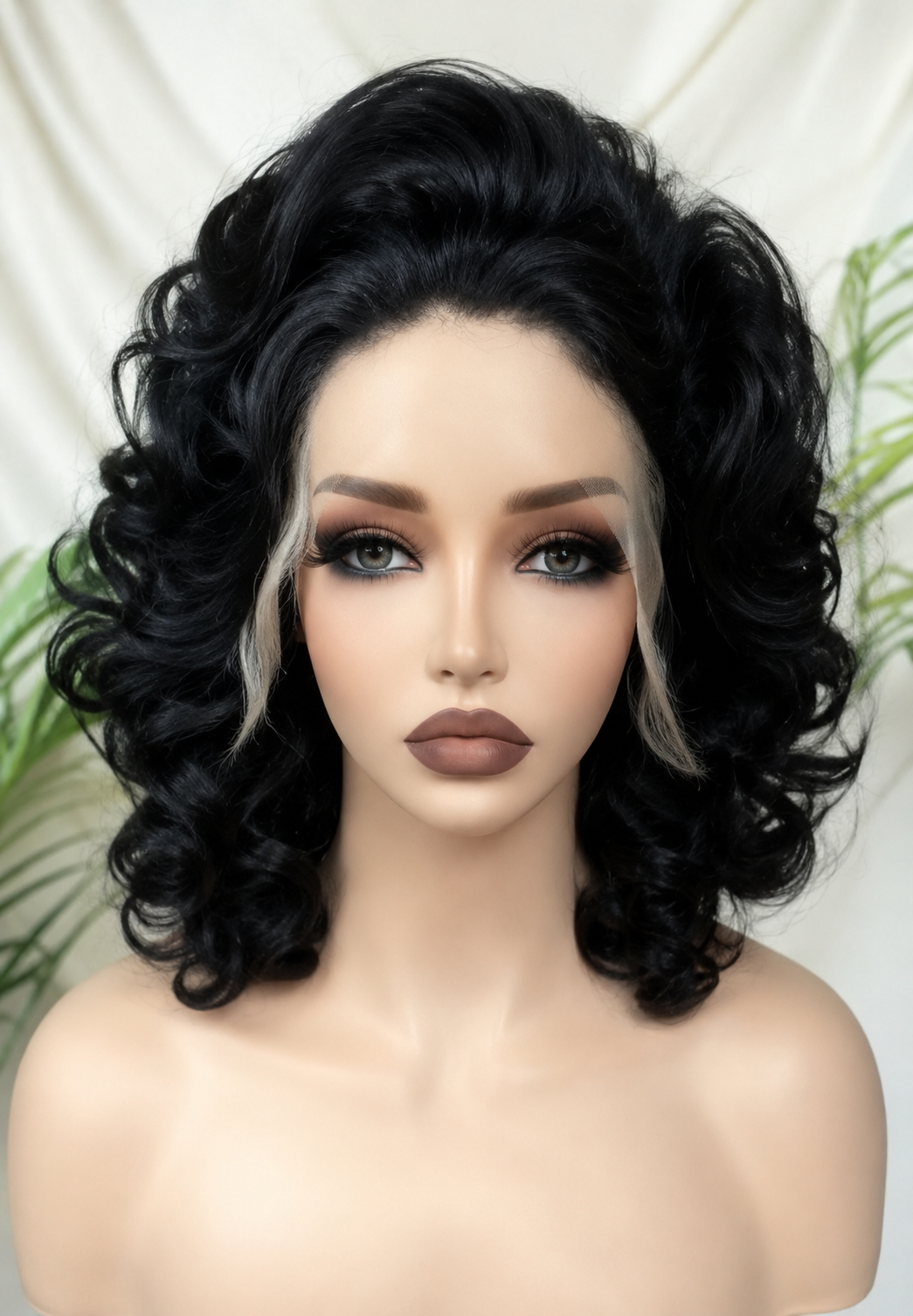 HH011, Natural Color Curly Glueless Human Hair Wig – 16 Inches