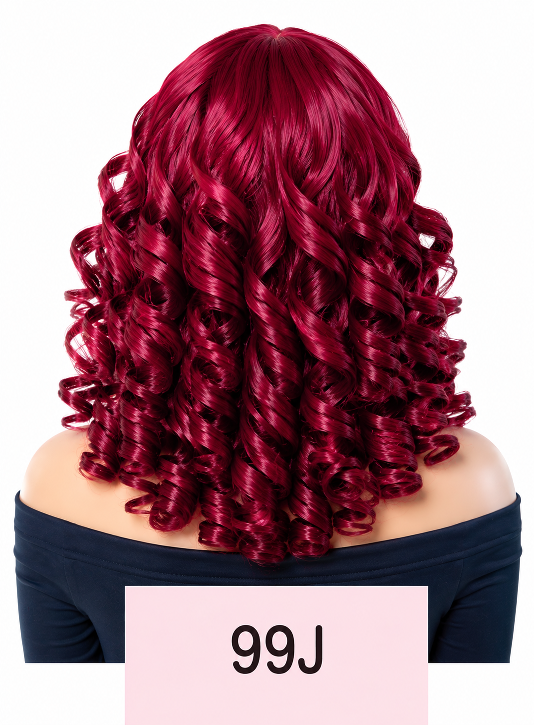 HH010, 99J Burgundy Curly Human Hair Wig – 20 Inches