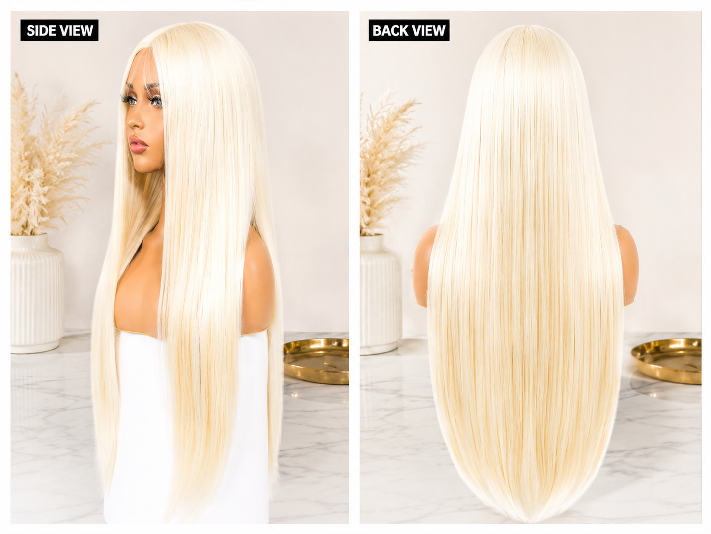SYN009, Jemi Lace Front Wig – Platinum Blonde Straight