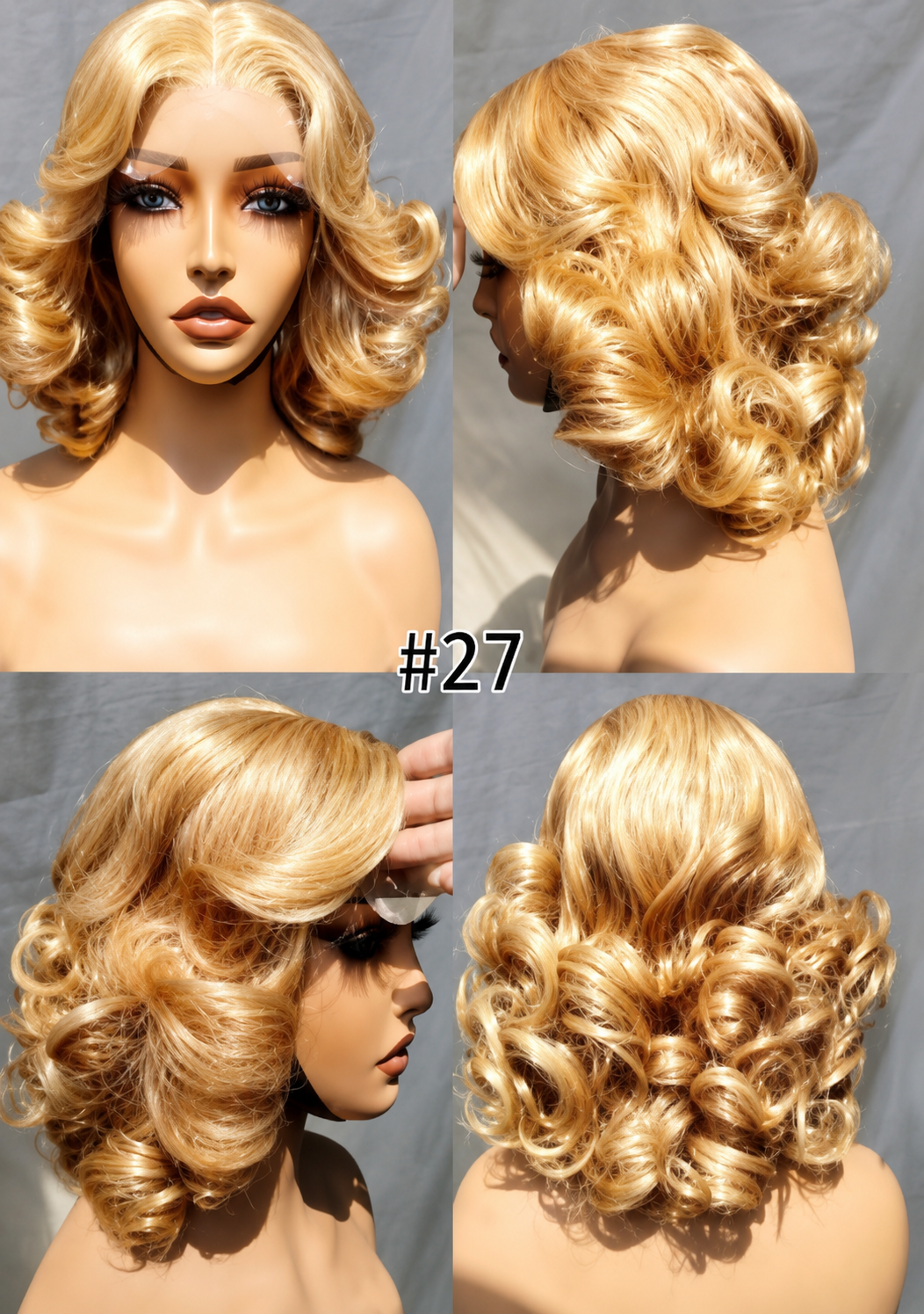 HH020, Color 27 Curly Bob Wig – 12 Inches | 100% Human Hair