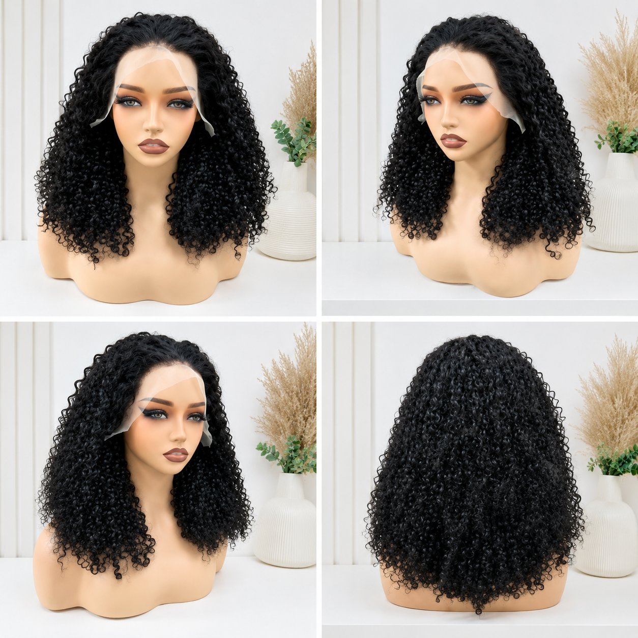HH032, Natural Color Curly Lace Front Wig – 16 Inches | 100% Human Hair