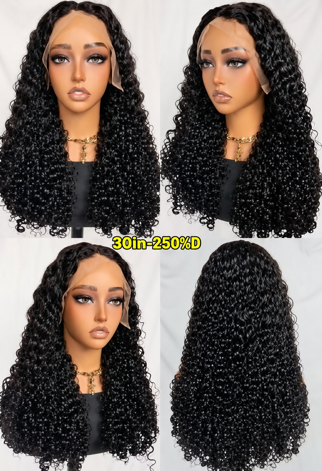 HH001, 24-Inch Deep Curly Human Hair Wig – Natural Color