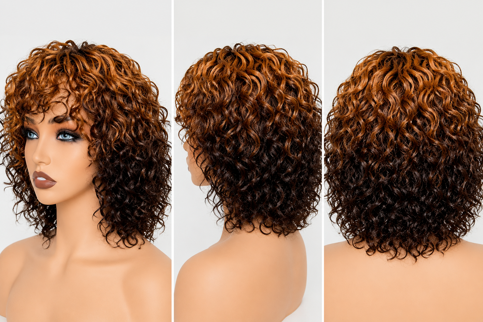 HH036, T2/30/2 Curly Bob Wig – 12 Inches | Glueless | 100% Human Hair