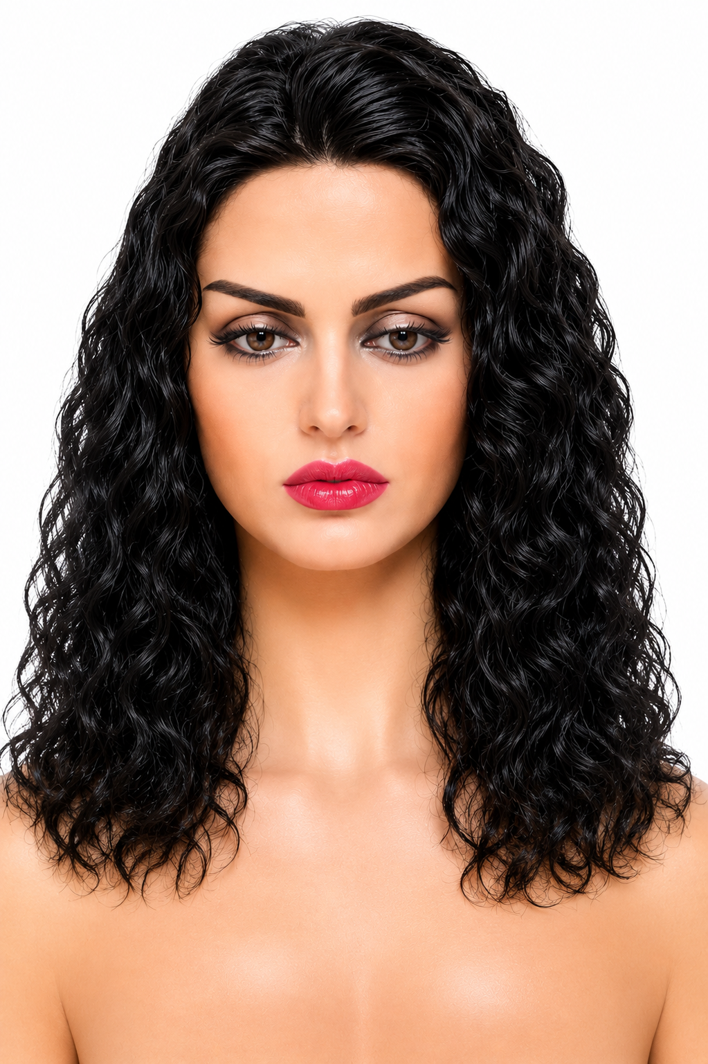 HH023, 1B 16-Inch Curly Wig – 100% Human Hair